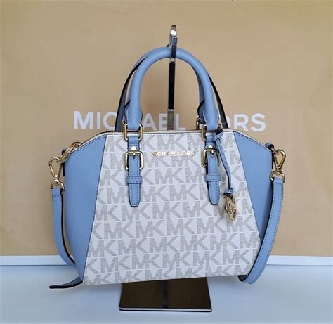 michael kors medium ciara saffiano pale bue|NWT Michael Kors Ciara Medium Satchel pale Blue .